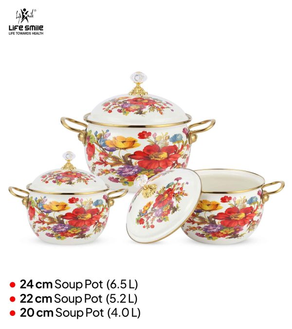 Anniversary Celebration while stocks last:6 Pcs Enamel Kitchen Cooking Pot Set with Lid