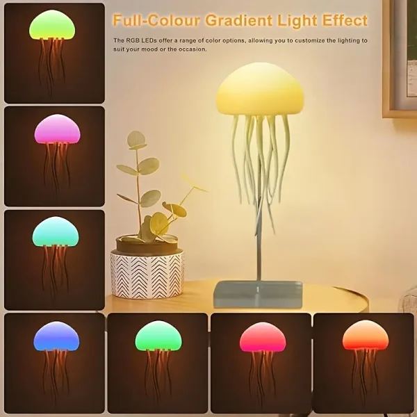 Aurora Mood Light, Dynamic Jellyfish LED Lamp, RGB Gradient, Voice Control, Hanging Indoor Light, Eye-Friendly Warm Light, Sound Activated, Rechargeable Battery, USB Dual Power,...