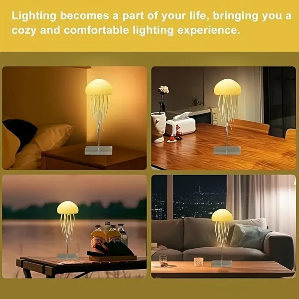 Aurora Mood Light, Dynamic Jellyfish LED Lamp, RGB Gradient, Voice Control, Hanging Indoor Light, Eye-Friendly Warm Light, Sound Activated, Rechargeable Battery, USB Dual Power,...