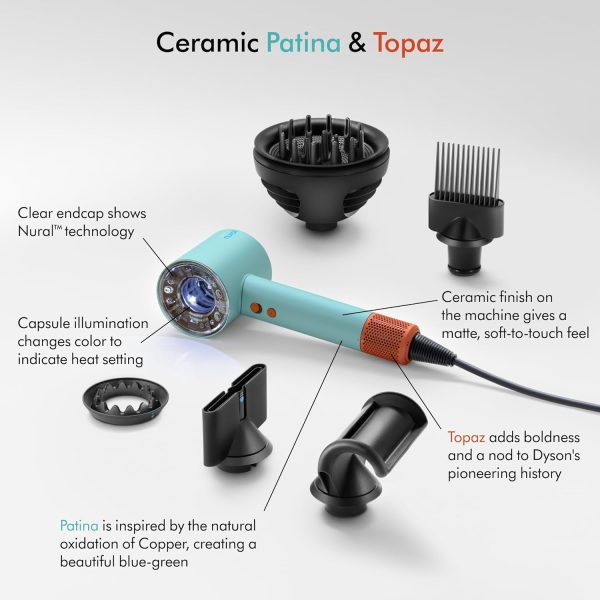 Celebrate with Us Anniversary Limited-Time & Limited-Quantity Deal AED د.إ99.99:Dyson Supersonic NuralTM Hair Dryer, HD16 Ceramic Patina/Topaz, Hair Care, Intelligent Heat...