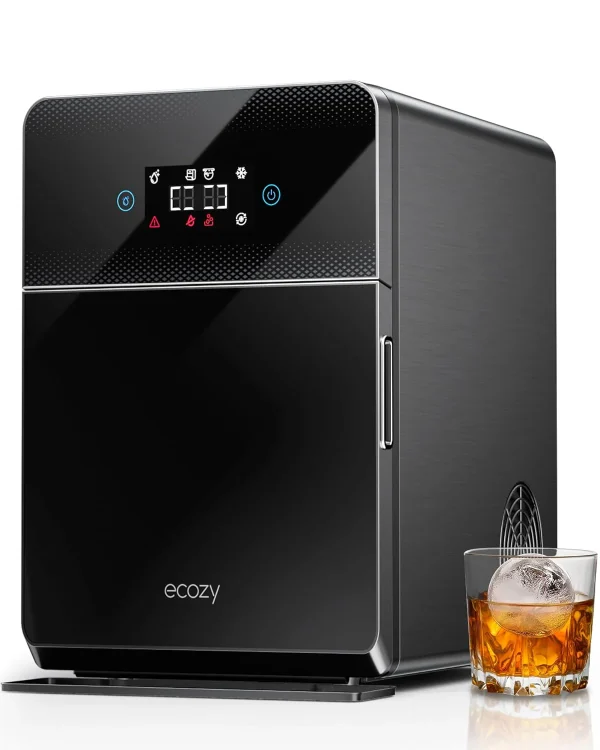 Clear Ice Ball Maker with CrystalRocks Technology, 4 pcs in 40 Mins, 144 pcs/Day, Sphere Ice Maker with Enhanced Insulation, Automatic Water Supply, Self-Cleaning for Whiskey &...