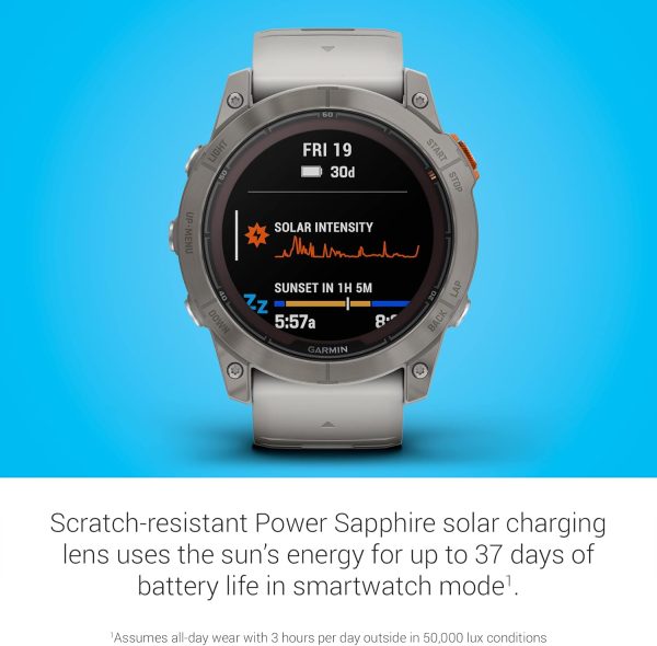 Limited-Time Sale for Summer Surprises AED 99د.إ:Garmin fēnix 7X Pro Sapphire Solar, Multisport GPS Smartwatch, Built-in Flashlight, Solar Charging Capability, Fog Gray/Ember...