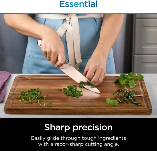 Ninja Foodi NeverDull Knife Set K12010, High Carbon Stainless Steel, Built-In Sharpener, Ergonomic Handle, Durable 10pc Kitchen Knife Block Set (White)