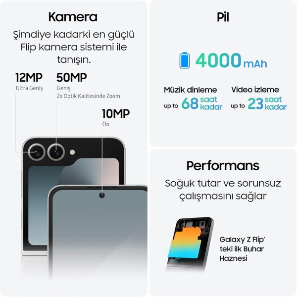 SAMSUNG Galaxy Z Flip6, 12GB RAM, 512GB Storage, Silver Shadow, 50MP Camera, 1 year Seller Warranty (International Version)