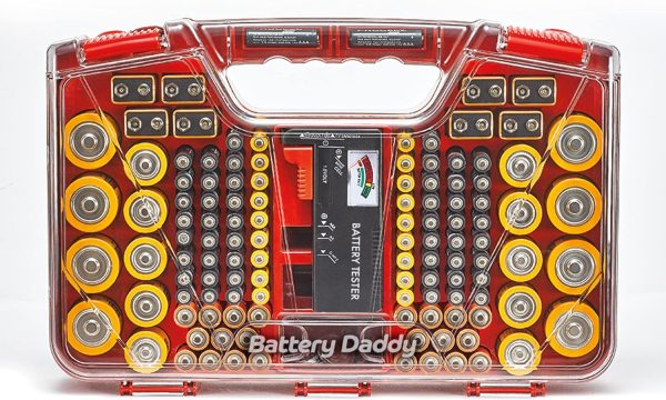 While Stocks Last:Ontel Battery Daddy - Battery Organizer Storage Case with Tester, Stores & Protects Up to 180 Batteries, Clear Locking Lid, As Seen On TV