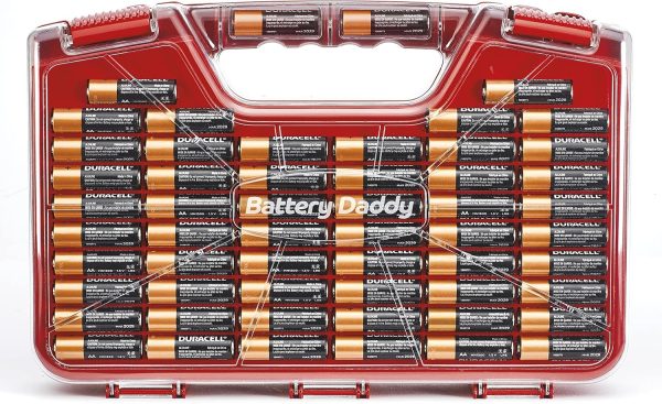 While Stocks Last:Ontel Battery Daddy - Battery Organizer Storage Case with Tester, Stores & Protects Up to 180 Batteries, Clear Locking Lid, As Seen On TV