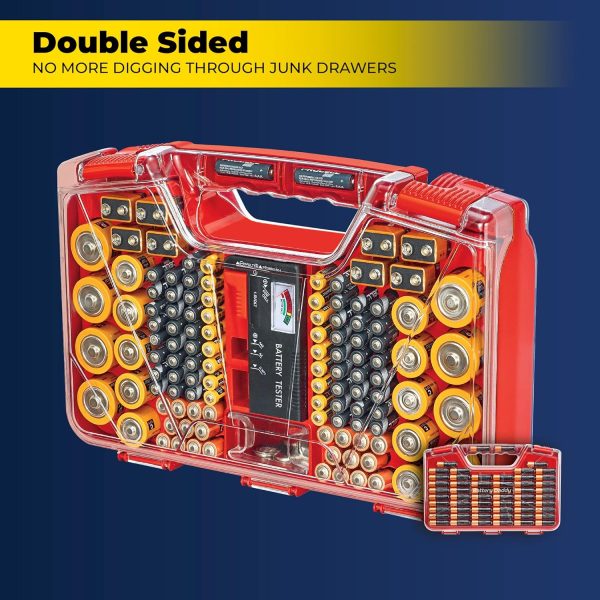 While Stocks Last:Ontel Battery Daddy - Battery Organizer Storage Case with Tester, Stores & Protects Up to 180 Batteries, Clear Locking Lid, As Seen On TV