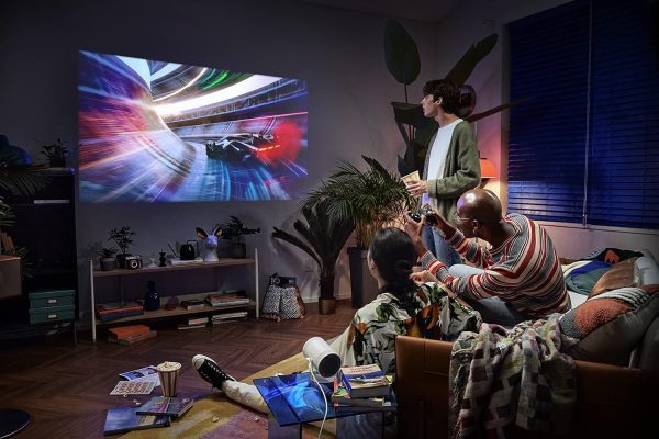 While Stocks Last:SAMSUNG 30" - 100" The Freestyle FHD HDR Smart Portable Projector for Indoor and Outdoor Home Theater, Big Screen Experience with Premium 360 Sound w/ Alexa...