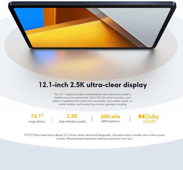 While Stocks Last:Xiaomi Poco Pad WiFi+5G Version (256GB + 8GB) 12.1" Octa Core Global ROM 10000mAh Bluetooth 5.3 8MP Dual Camera